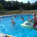Matthew tries to run over everyone else in the pool